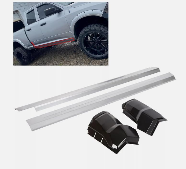 Rocker Panels with Cab Corner Set kit for 2009 2010 2011 2012 2013 2014 2015 2016 2017 2018 FOR Dodge Ram 1500 2500 3500 Extended & Quad Cab Silver Black