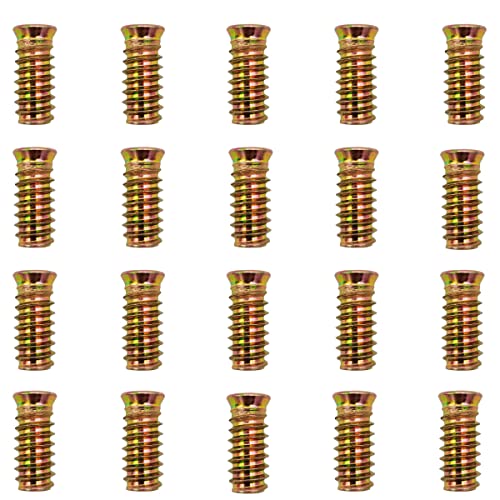 Möbel-Einsatzmuttern, 20 Stück M6 x 25 mm Zinklegierung Möbel Holz Sechskantantrieb Gewindeeinsatz Mutter Cover