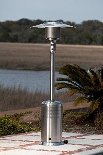 Fire Sense 61436 Pro Series Patio Heater With Wheels 46,000 Btu Output Electronic Ignition System Portable Outdoor Propane Heater For Commercial & Residential - Stainless Steel #TOP1