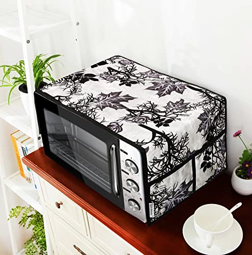 Image of Polyester 3-Layered Microwave Oven Top Cover With 4 Utility Pockets Suitable for Upto 30 Liter (Color- Black, Size-36x14 Inches)