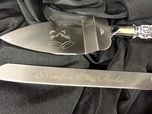 Miniatura 2 de Boda Nuestra boda pastel cuchillo y servidor Set Acrílico Mango Cuchillo