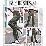 ZMPSIISA Women High Waisted Cargo Pants Wide Leg Casual Pants 6 Pockets Combat Military Trousers - Image 4