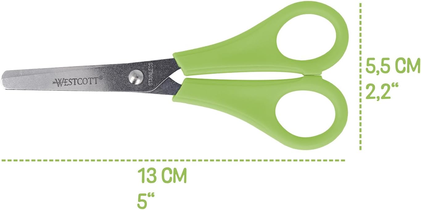 Westcott E-2150S Kids Scissor Witch cm-Scale, Blunt tip, 5"/13 cm, 30 pcs. Assorted, Right- and lefthanded use