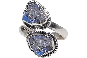 Silverekh Healing Crystal Rings: Natural Labradorite Adjustable Ring