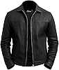 Vintage Mens Cafe Racer Distressed Brown Biker Leather Jacket-New Men Genuine Leather Jackets (UK, Alpha, 4XL, Regular, Regular, Black) #1