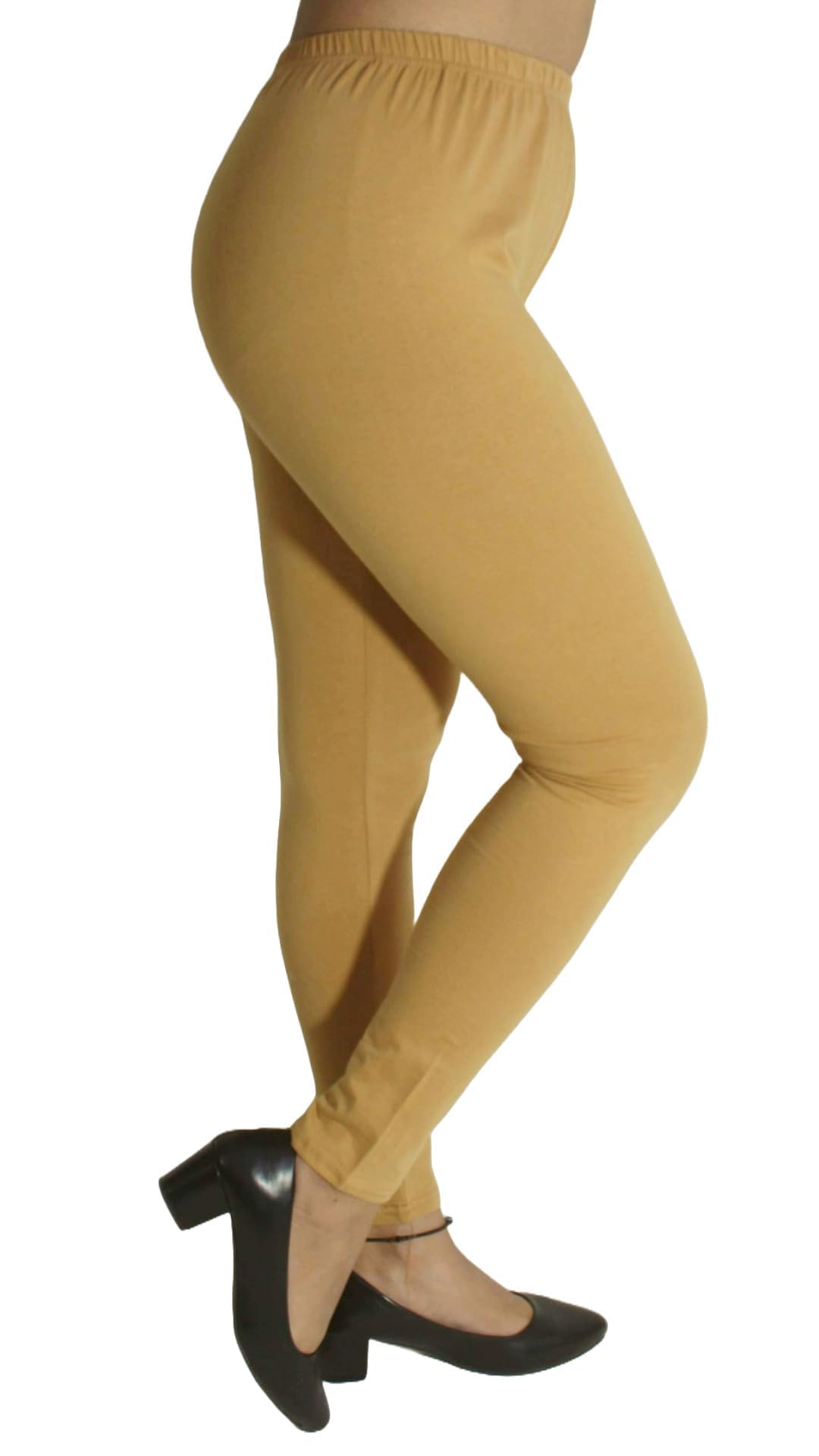 pink shell Women's Straight Fit Ankle Leggings Fitted Leggings Elegant Solid Pants | Comfortable & Breathable Fabric | Beige | 38-picture-17
