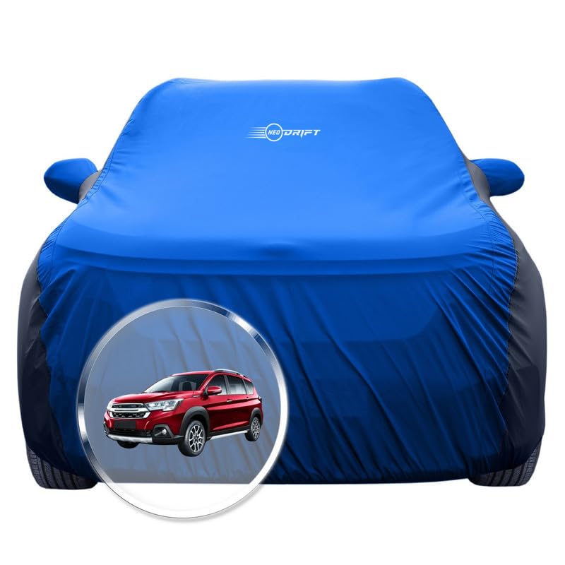Image of NEODRIFT 'SuperTech' Car Cover for Maruti Suzuki XL6 D-A (100% Water-Resistant, All Weather Protection, Tailored Fit, Multi-Layered & Breathable Fabric) (Colour: Sky Blue+Black) (Model: 2022-2026)