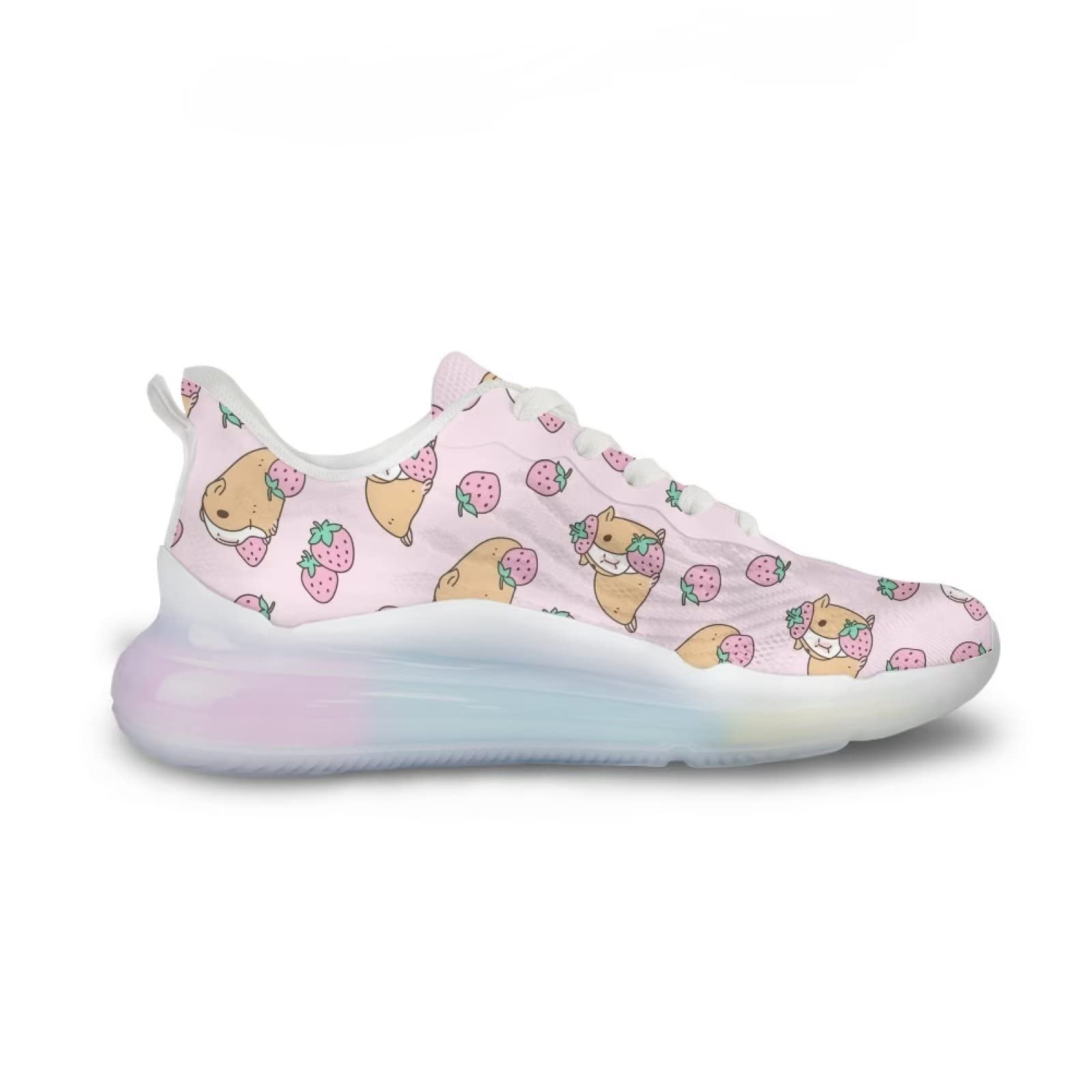 Scarpe da ginnastica da donna, da corsa, in rete, da palestra, da passeggio, Criceto rosa fragola, 40 EU