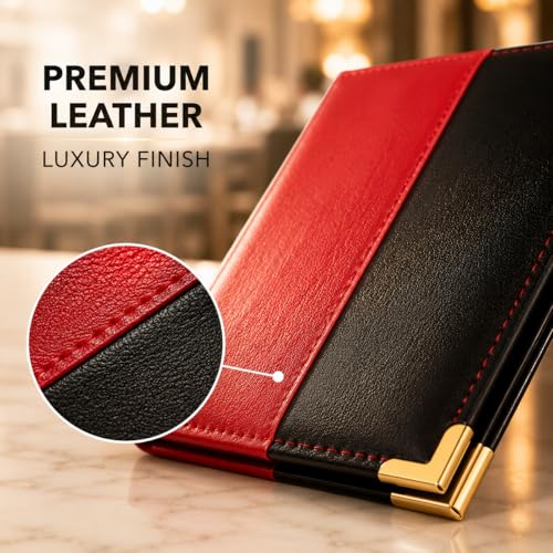 Image of Luxury PU Leather Bill Folder - Restaurant Bill Book Holder & Check Presenter | Professional Billing Menu Folder for Hotels, Cafes, Bars & Retail counters