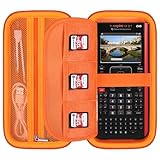 Elonbo Tragetasche für Texas Instruments TI-Nspire CX II CAS/CX II/CX/CX CAS Farbgrafikrechner, zusätzliche Netztasche passt zum Ladekabel, Ladegerät, Handbuch, Orange