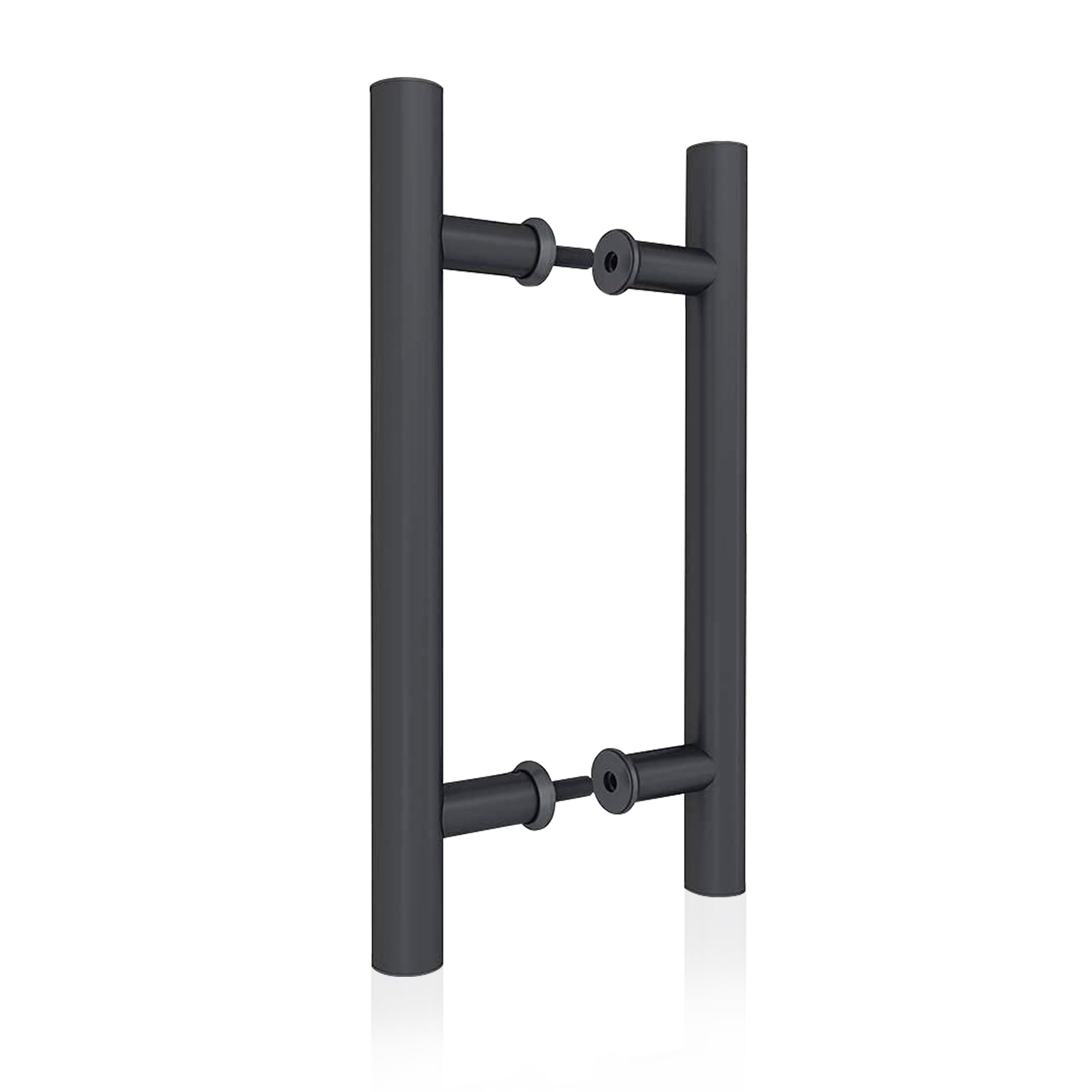 JUBEST 12" Push Pull Door Handle, Double Sided H Shape Sliding Door Handles, Heavy Duty Swing Door Handle, Flat Black