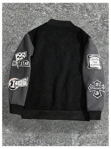 SOLY HUX Boy's Graphic Varsity Jackets Gothic Button Down Baseball Jacket Outerwear Streetwear2