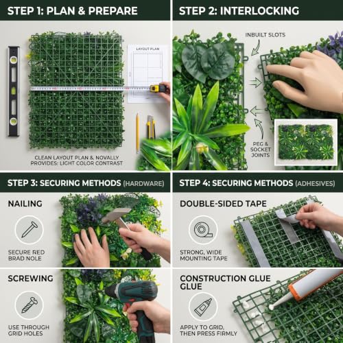 Image of Dekorly Artificial Grass Wall Panels | Indoor Outdoor Decoration | Garden, Floor, Balcony Home Decoration | Vertical Garden Artificial Wall Plants (Multi Flowers Mat, 58cm x 40cm)