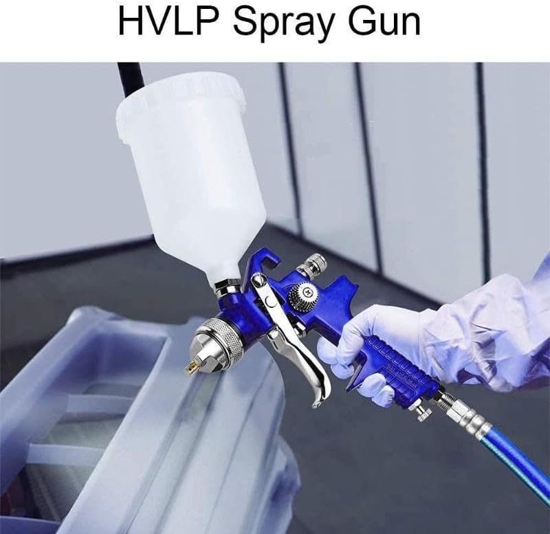 Miniatura 4 de Juego de 2 pistolas de pulverización de gravedad de aire HVLP, boquilla de 0.031 in y 0.055 in, juego de herramientas de pintura de alimentación por