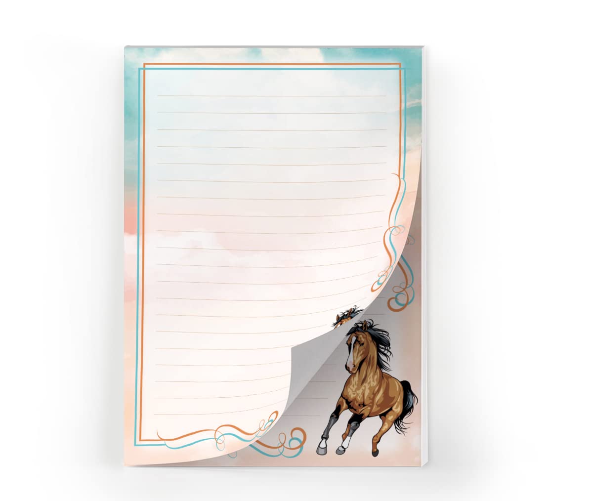 Bloc Lettres A5 Chevaux Papier à Lettres Enfants - Bloc A5 25 Feuilles + 15 Enveloppes - Motif Chevaux Bloc écriture A5