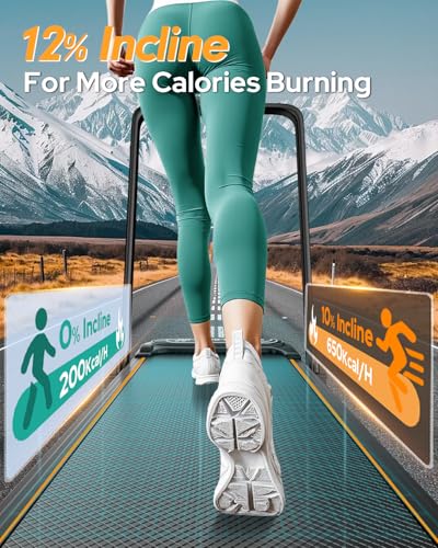 Image of Foldable Treadmill with 12% Incline, 6 in 1 Folding Treadmill with Handle Bar for Home /Office,Under Desk Treadmills Portable Walking Pad with App, Upgrade 3.5HP Low Noise,Remote Control & LED Display
