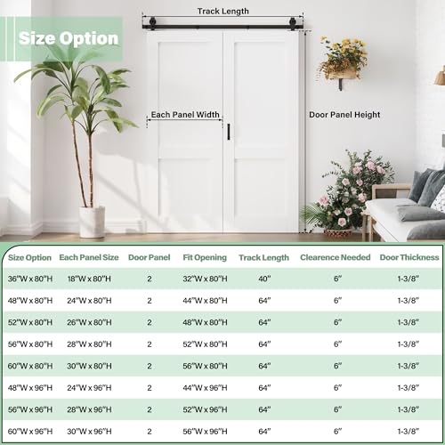 Image of 60 inchx80 inch Bifold Barn Door and 64 inch Track Kit, Upper Clear Glass & Lower Panel