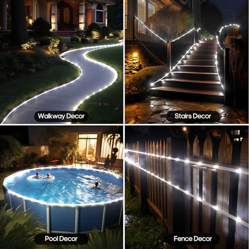 Icrgb Solar Rope Lights Outdoor, 66Ft 200Led Solar Christmas String Lights With Remote thumb #5
