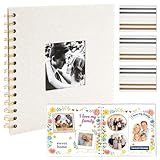 DIY Scrapbook Fotoalbum, 20,5x20,5 cm Beige, Leinen Hardcover, 20 Blatt, 40 weiße Seiten, inklusive Zubehör, Fotoalbum zum Selbstgestalten für Hochzeit, Reisen, Baby Erinnerungen