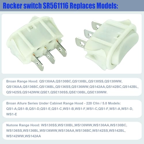 DTAIR SR561116 Range Hood Switch Remplacement pour Nutone Range Hotte R561116(Boîte de 2)