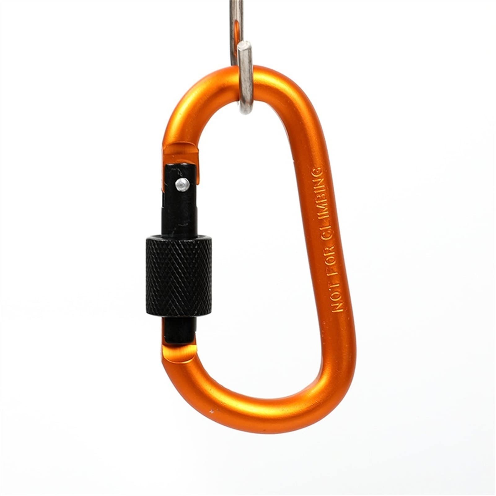 Karabiner, Outdoor Camping Wandern Gürtelschnalle Farbe Aluminiumlegierung D-Typ Knopf Schraubverschluss Überleben Sicherheit Karabiner Kette Schlüsselanhänger Haken(Orange)