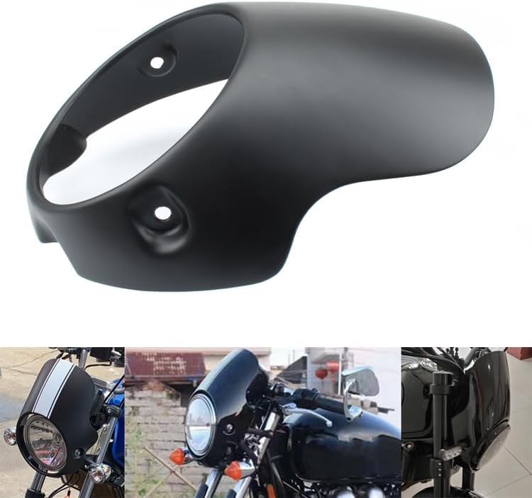 Royal Sun Matte Black Headlight Fairing Cowl Guard Frame Mask Compatible with Triumph Bonneville T100 T120 Thruxton Thunderbird Sport Honda CB150 R18 Ducati Monster 7 inch headlights Model Size
