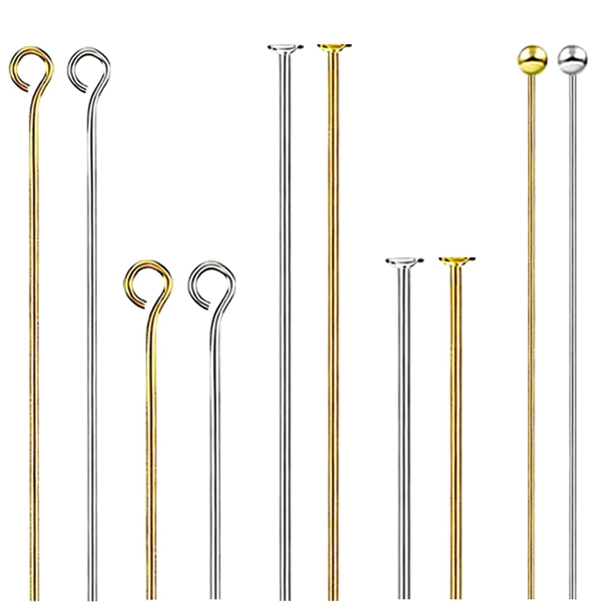 View 1 of 1000Pcs Stainless Steel Head Pins, T-pins and Eye Pins Set, Mixed Color and Finishes, Jewelry Making Findings for DIY Earrings Necklaces Bracelets and Craft Projects