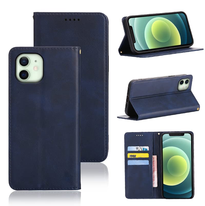適用 iPhone 12 / iPhone 12 Pro 用 ケース 手帳型 iPhone 12 用 手帳型ケース カバー 手帳型 PUレザー カード収納 財布型 耐衝撃 ケース マグネット スタンド機能付き 5色(iPhone12 用 / iPhone12 Pro 用 ケース 手帳型) (深い青)
