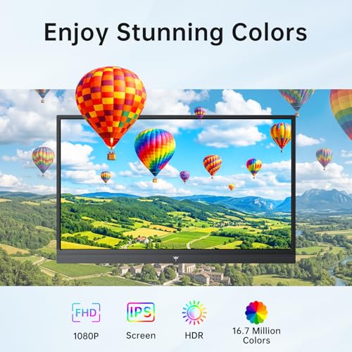 Image of KTC Portable Monitor 15.6 Inch FHD 1080P Travel Monitor for Laptop, MacBook Phone PS5 Xbox Switch, HDMI USB C, HDR, IPS Slim Second Screen with Built-in Speakers, H15F9