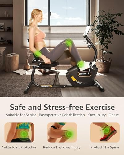 Image of JEEKEE Recumbent Exercise Bike for Seniors Adults, 8-Level Magnetic Resistance Stationary Bike with Heart Rate LCD Monitor, Extra Wide Seat, 400LB Capacity, Quiet Home Workout Bike,Black
