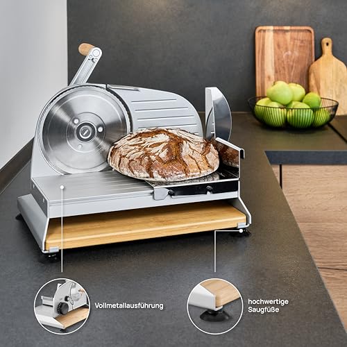 Foto von ritter Allesschneider amano 5, manueller Allesschneider mit leichtgängiger Handkurbel, made in Germany, silbermetallic