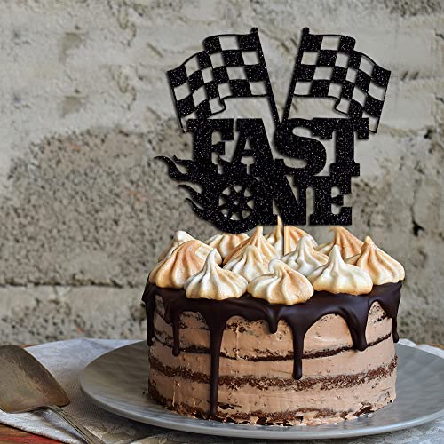 Fast One Cake Topper-1st Birthday - Topper For Photo Booth Props & Backdrop Cake-Chequered Flag Race Car Themed Suppllies-1st Decor Boy or girl (FAST ONE) by WRACKKIAR - Image 5