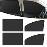 4 PCS Car Side Window Sun Shade Replacement, 33CM x 48CM x 62CM Front Side Window Protectors, 80CM x 48CM Vehicle Rear Window Curtain, Universal Accessories for Most Cars (Black)