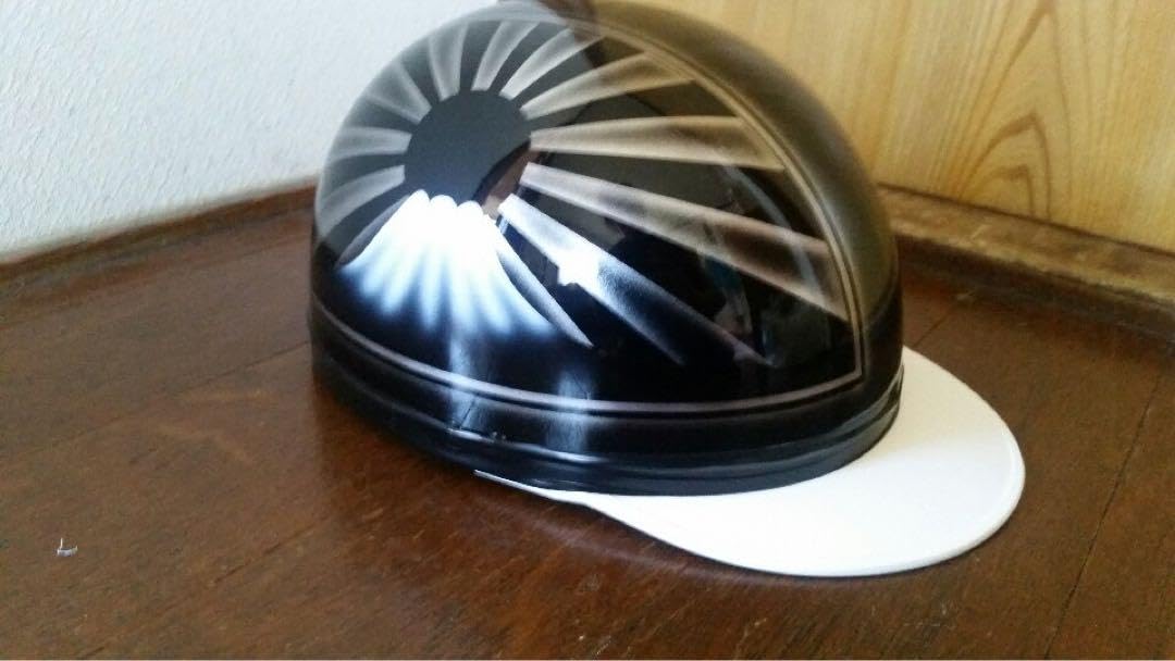 Amazon.co.jp: 黒銀 ラップ塗装 富士日章 コルク半 ヘルメット 三段  