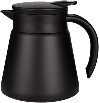 Thermal Coffee Carafe Tea Pot 20 Oz Stainless Steel Insulation Pot Double Wall Vacuum Insulated Coffee Water & Beverage Dispenser Black