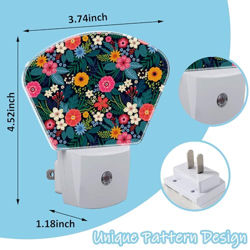 Image of Night Light Colorful Flowers Plug-in LED Dusk-to-Dawn Sensor Soft Night Lamp,Suitable for Home Bedroom Bathroom Hallway Stairs