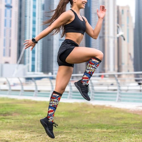 Image of Compression Socks for Women Men Circulation Graduated Supports Socks for Running Travel Nurse Athletic Sports