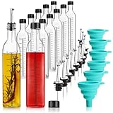 com-four® set de 42 piezas con botellas de vidrio de 500 ml con escala, vertedores, embudo y accesorios, dispensador práctico para aceite, vinagre y licor (Juego de 42 piezas)