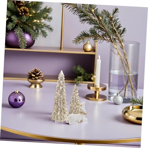 Decoraciones Navideñas de Resina con Árboles y Figuras de Renos para Mesa 8