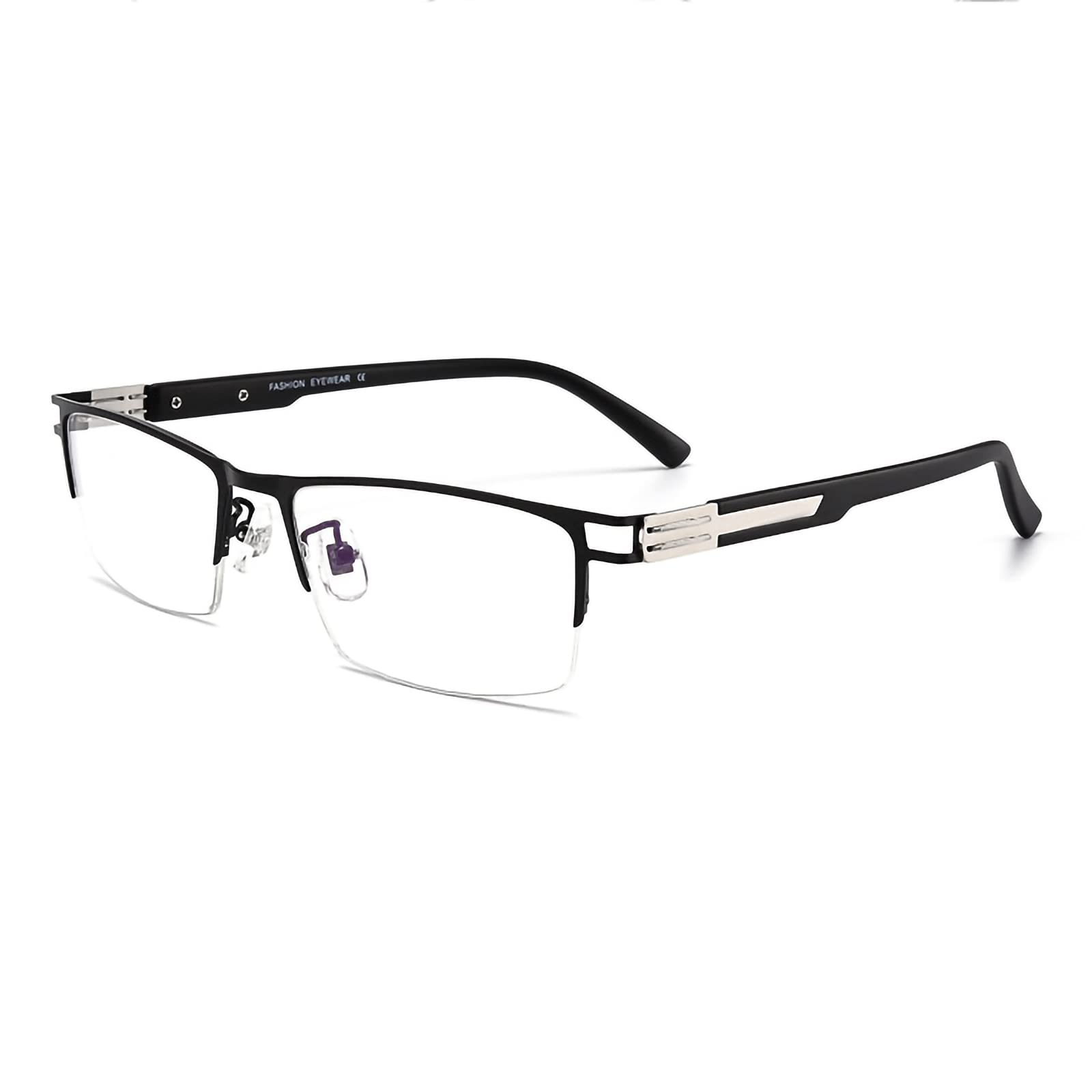 Progressive multifokale Lesebrille für Herren mit Halbrahmen, photochrome Übergangssonnenbrille, UV400, intelligente Farbwechsel-Lesebrille, Schwarz, +2,50 (Schwarz 1,5)