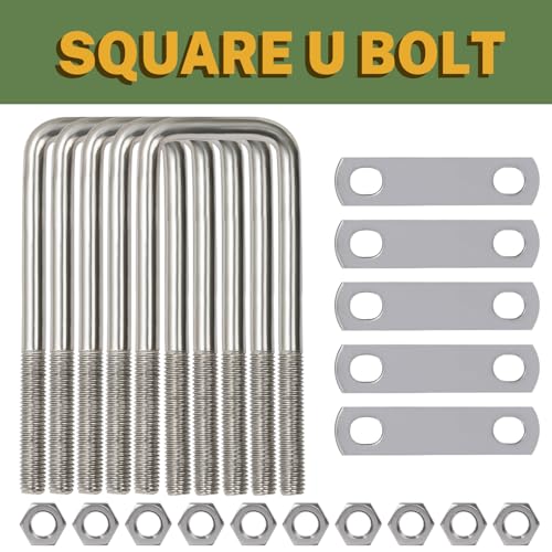 Image of LIONMAX U Bolts 2 Inch Wide, 5 Pack, 1 /2 inch D x 2-1 /16 inch W x 6-5 /16 inch L, M12