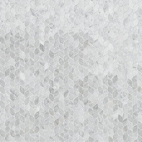 MSI Carrara White Blanco 11 in. x 13 in. Leaf Pattern Honed Marble Mosaic Tile for Bathroom, Kitchen Backsplash, Accent Wall Tile, and Shower Wall Tile