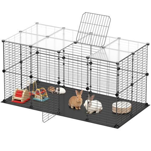 XiaZ Guinea Pig Cages,32 Panels Small Animal Playpen with Waterproof PVC Mat and Top 47.2' x 23.6' x 23.6',Rabbit/Bunny Cage, Pet/Puppy Play Pen, Indoor Outdoor Portable Metal Fence