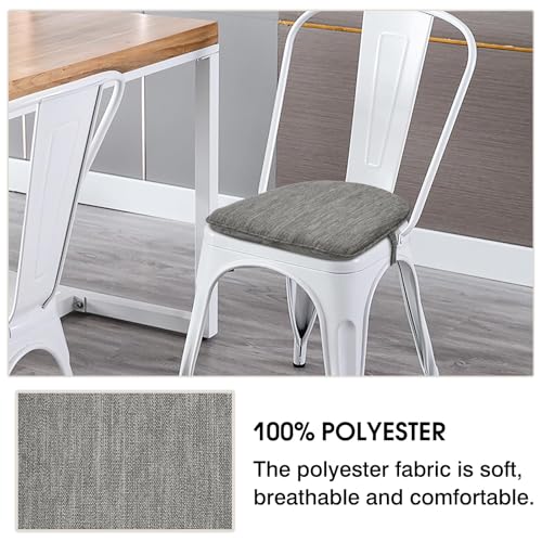 Image of baibu Set of 4 Memory Foam Dual-Layer Design Metal Dining Chair Pads Bar Stool Cushion with Ties for Metal Chairs or Bar Stools - 4 Cushions Only (Grey, 14x14x1.5in)