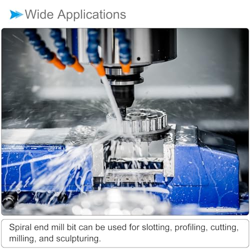 Image of 4-Flute Spiral End Mill Bits, 1 /2 inch Diameter 42mm Length, High Speed Steel Straight Milling Cutter with Storage Case- (Applications: for Plywood Hardwood Plastic),