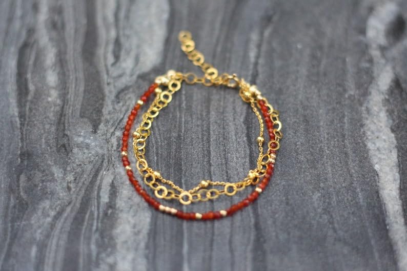Bracelet perles cornaline minimaliste argent stacking quotidien