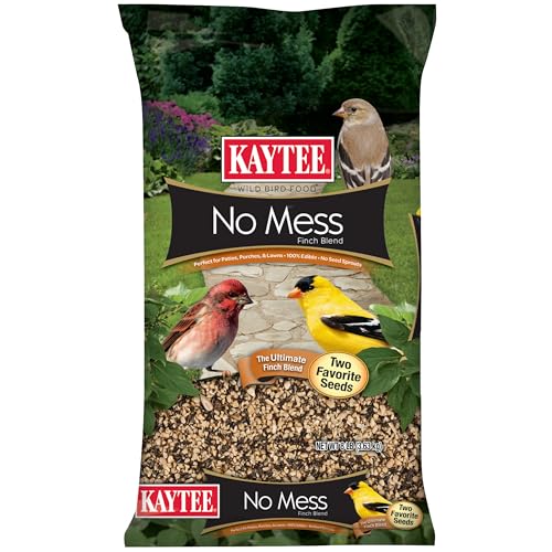Kaytee No Mess Finch Seed and Nyjer Blend, Attracts Goldfinches, Chickadees, Junos, Finches and Other Wild Birds, 8 Pounds