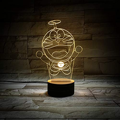 Wolobox | Lampara Doraemon Salto| Decoración Ambientes | Lampara Mesa de Noche |Luz Nocturna de Colores | Iluminación Niños y Adultos |USB | LUZ fija o Carrusel | Cable - Pilas|
