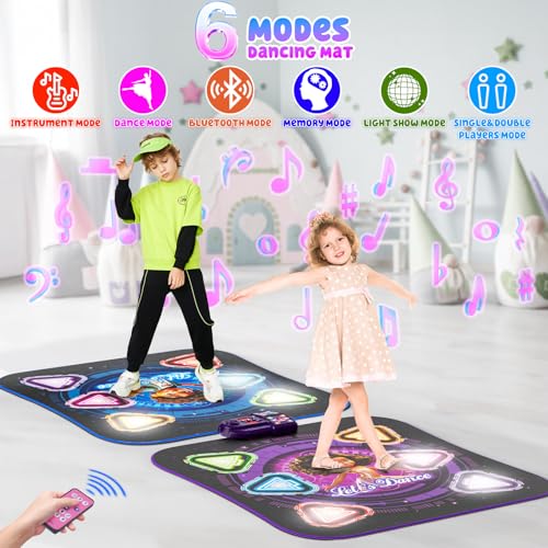 Surelect YQ813-5 Dance Mat, 2024 Light Up 2-Player Opposing Dance Pad With Single & Double Player Modes, 12-Button Dancing Toys Music Games With Wireless Bluetooth, Birthday For 3-12 Year Old Boys Girls thumb #1