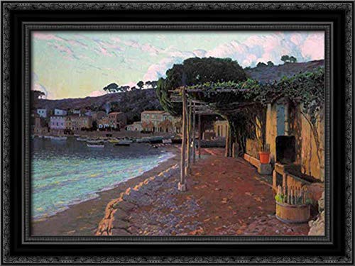S?Ller On The North Coast Of Mallorca 24x18 Black Ornate Wood Framed Canvas Art by Santiago Rusinol